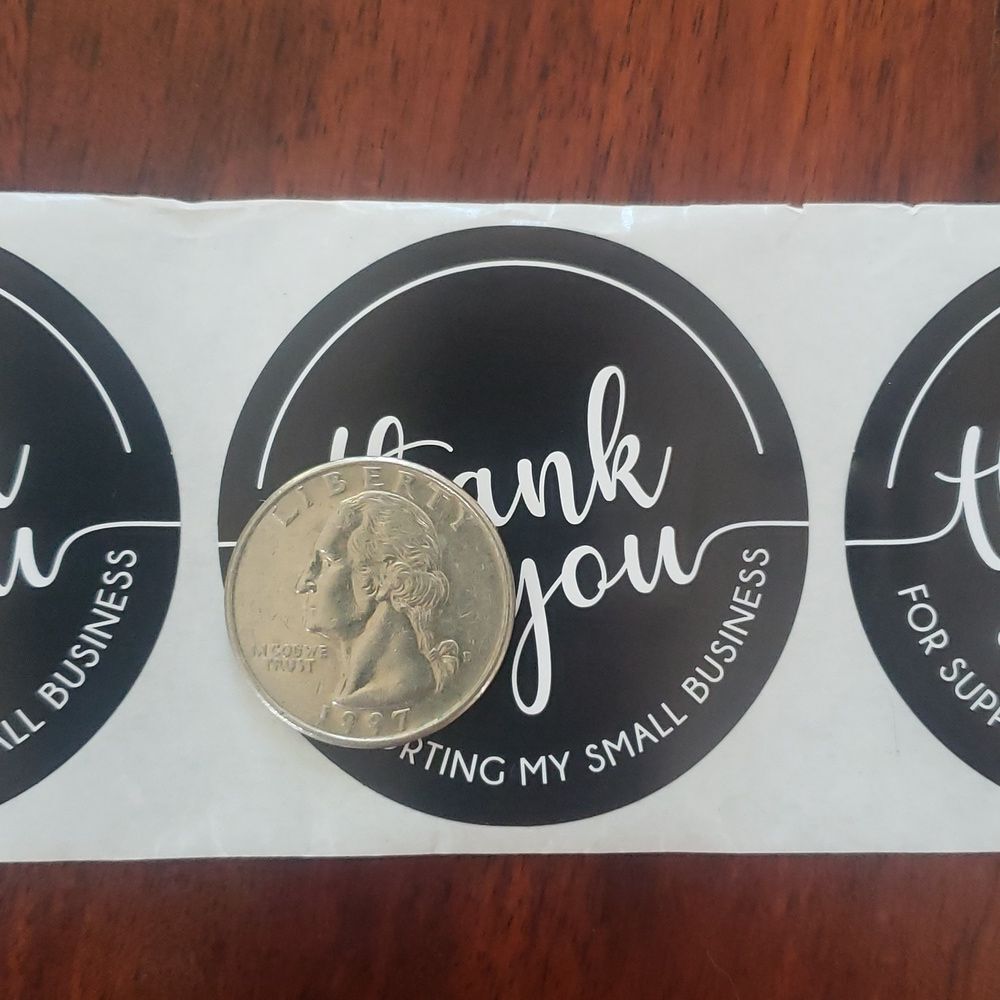 3/$15 Set of 50 THANK YOU STICKERS Black White Large 2" Round Stickers - Picture 4 of 5